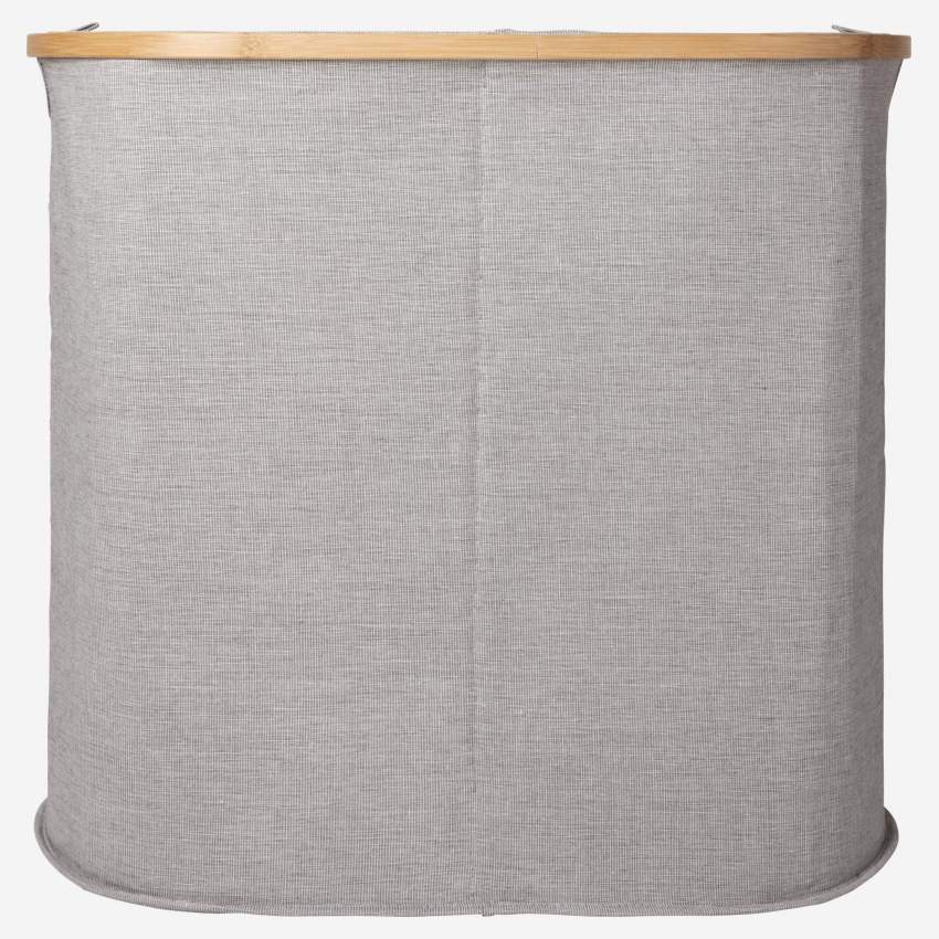 Wäschekorb mit 2 Fächern aus Stoff - Grau meliert