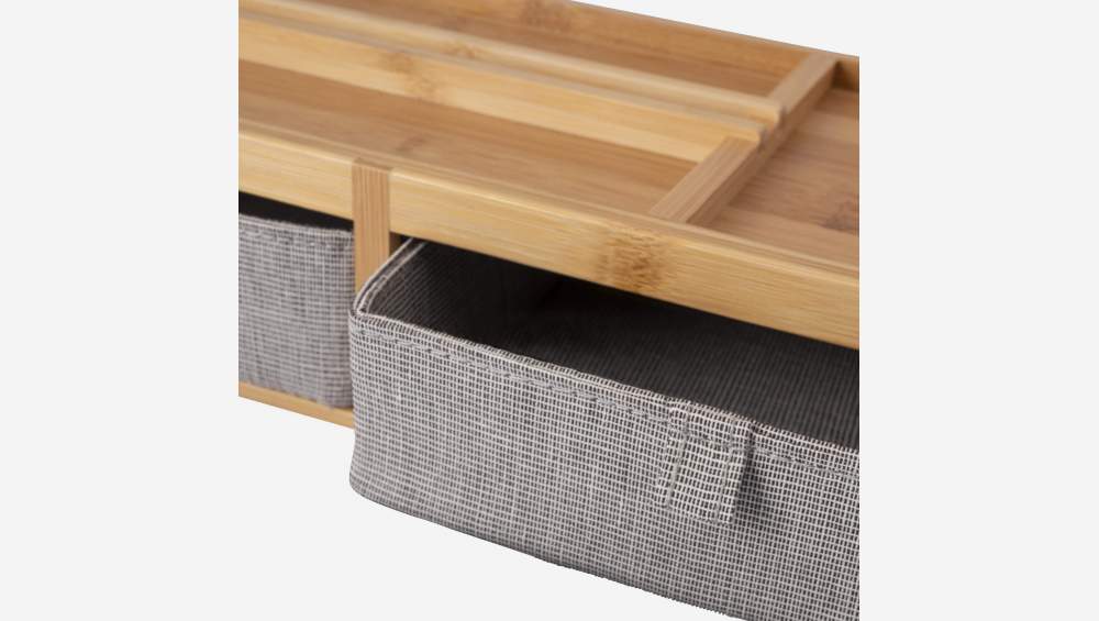 Caja con cajones de bambú y tela - Gris jaspeado