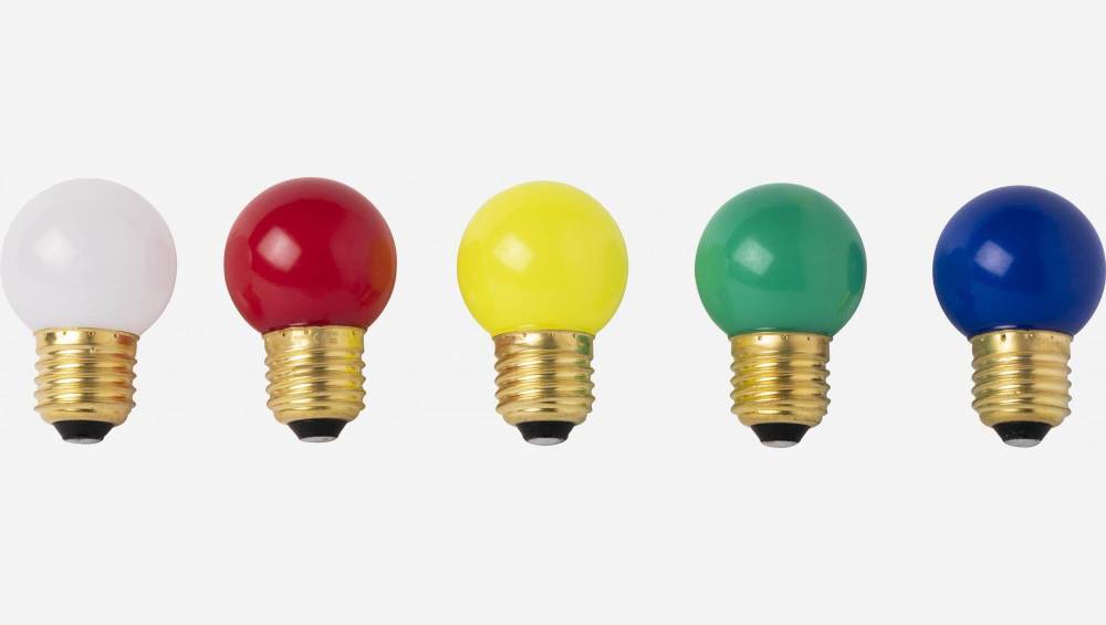 Conjunto de 5 lâmpadas LED E27 para grinalda de exterior - Multicolor
