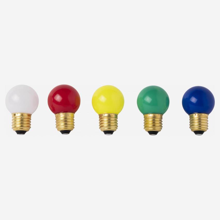Set de 5 ampoules LED E27 pour guirlande d'extérieur - Multicolore