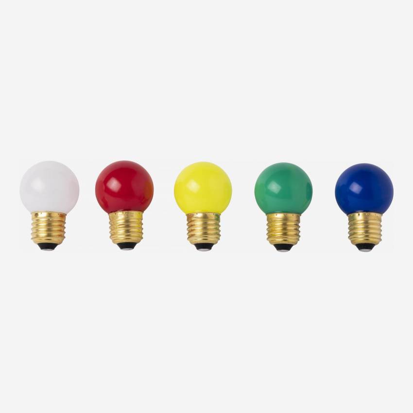 Set di 5 lampadine LED E27 per ghirlanda da esterno - Multicolore