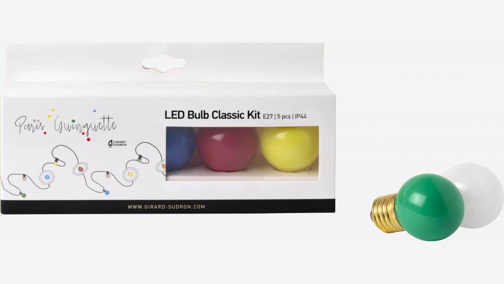 5er-Set E27-LED-Glühbirnen für Outdoor-Lichterkette - Bunt