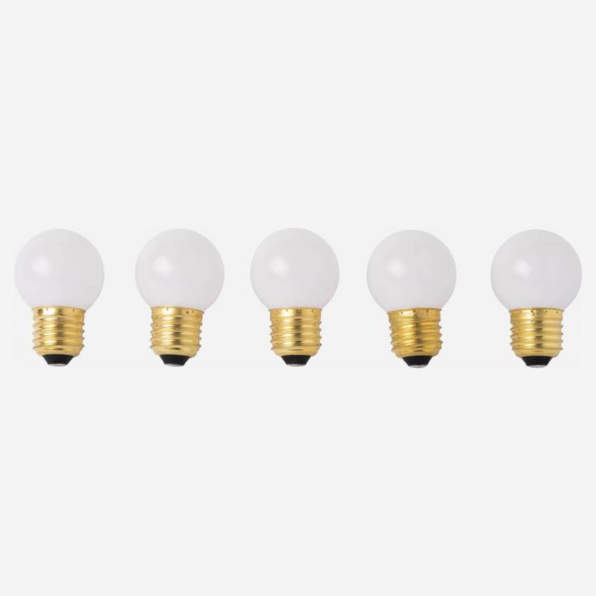 Set 5 bombillas LED E27 para guirnalda de exterior - Blanco cálido