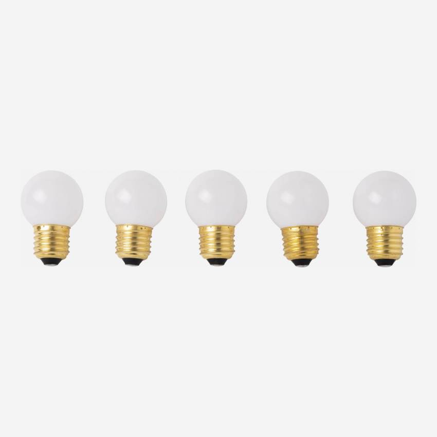 Conjunto de 5 lâmpadas LED E27 para grinalda de exterior - Branco quente