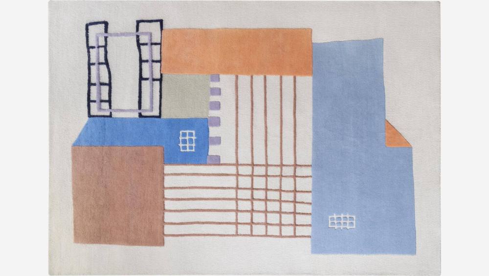 Alfombra de lana inyectada a mano - 170 x 240 cm - Dibujo casa - Design by F. Jacques