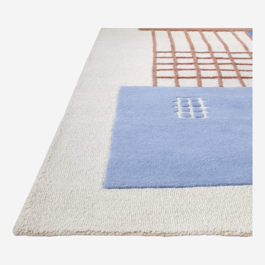 Met de hand getuft tapijt van wol - 170 x 240 cm - Motief huis - Design by Floriane Jacques