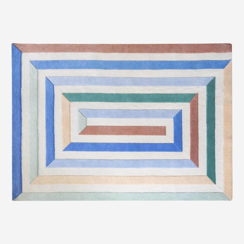 Handgetufteter Wollteppich - 170 x 240 cm - Labyrinth-Muster - Design by Floriane Jacques