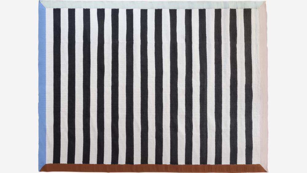 Alfombra de algodón tejida a mano - 170 x 240 cm - Rayas multicolor - Design by Floriane Jacques