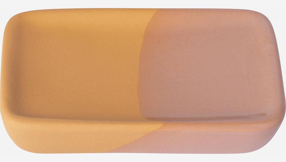 Seifenschale aus Fayence - Orange und Rosa