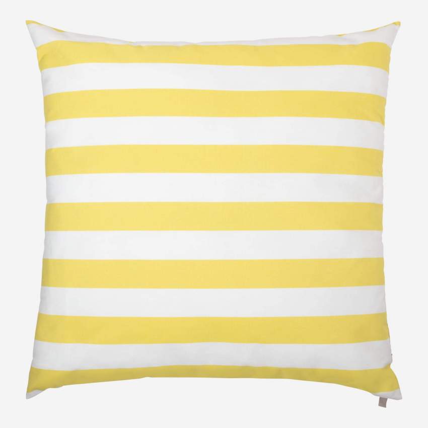 Cuscino da esterni in cotone - 75 x 75 cm - A righe gialle