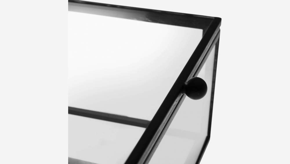 Schmuckkasten aus Glas und Metall - 14 x 10 x 5 cm - Schwarz