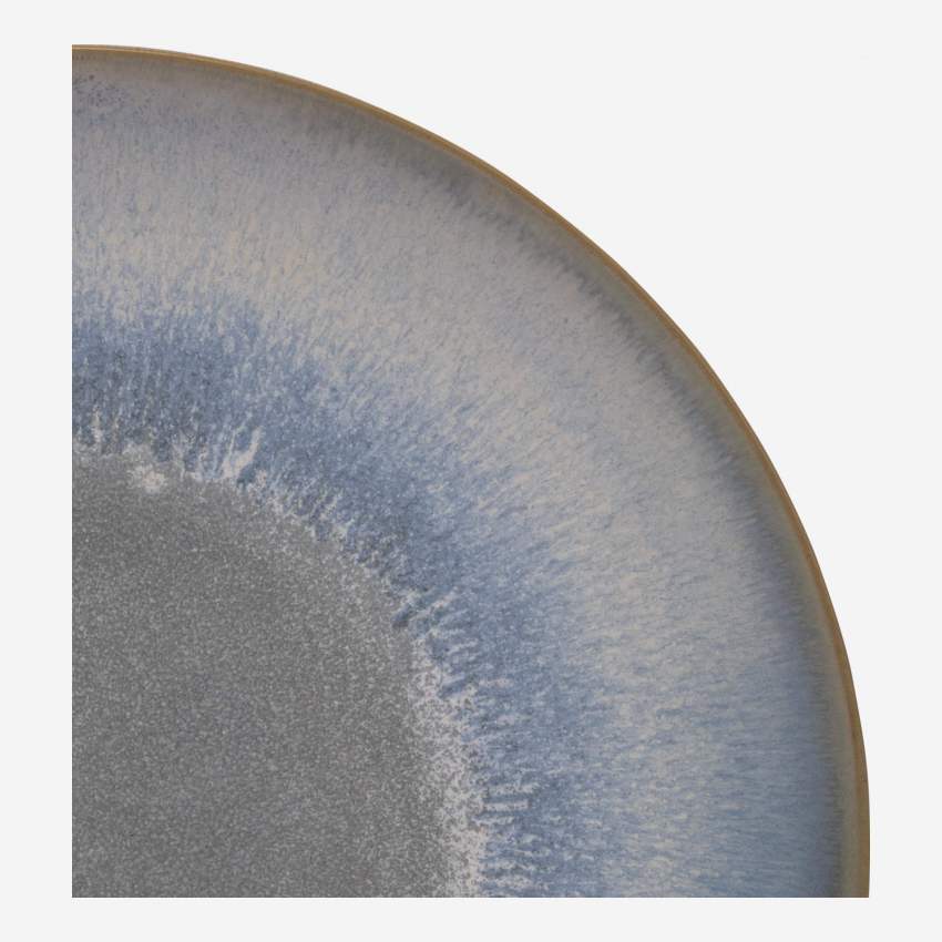 Prato raso em grés - 25 cm - Azul e castanho