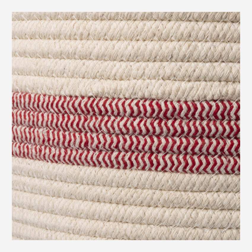 Cesto de arrumação em algodão - 34 x 32 cm - Riscas vermelhas