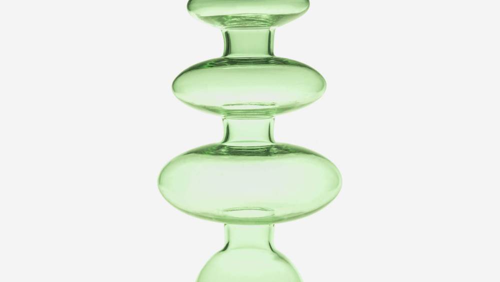 Bougeoir en verre soufflé - 15 x 28 cm - Vert
