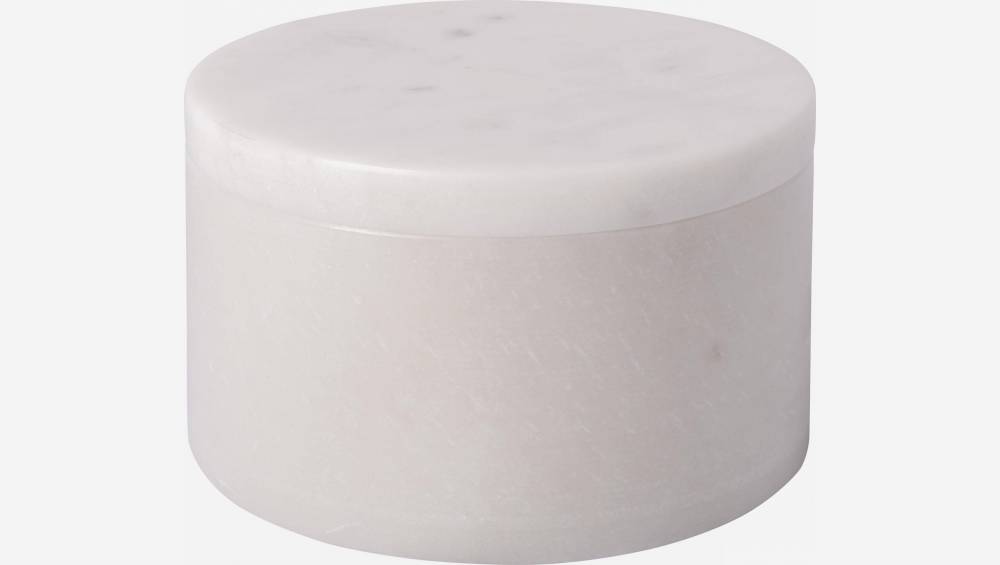 Boîte ronde en marbre - 15 x 10 cm - Blanc