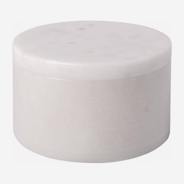 Runde Dose aus Marmor - 15 x 10 cm - Weiß