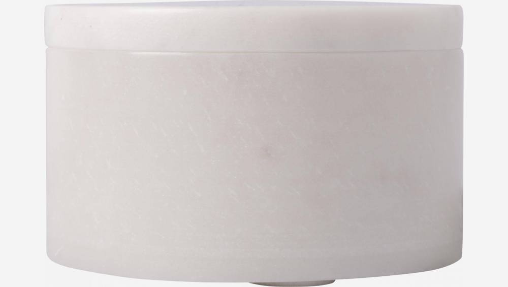 Boîte ronde en marbre - 15 x 10 cm - Blanc