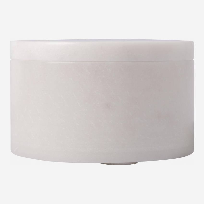 Caja redonda de mármol - 15 x 10 cm - Blanco