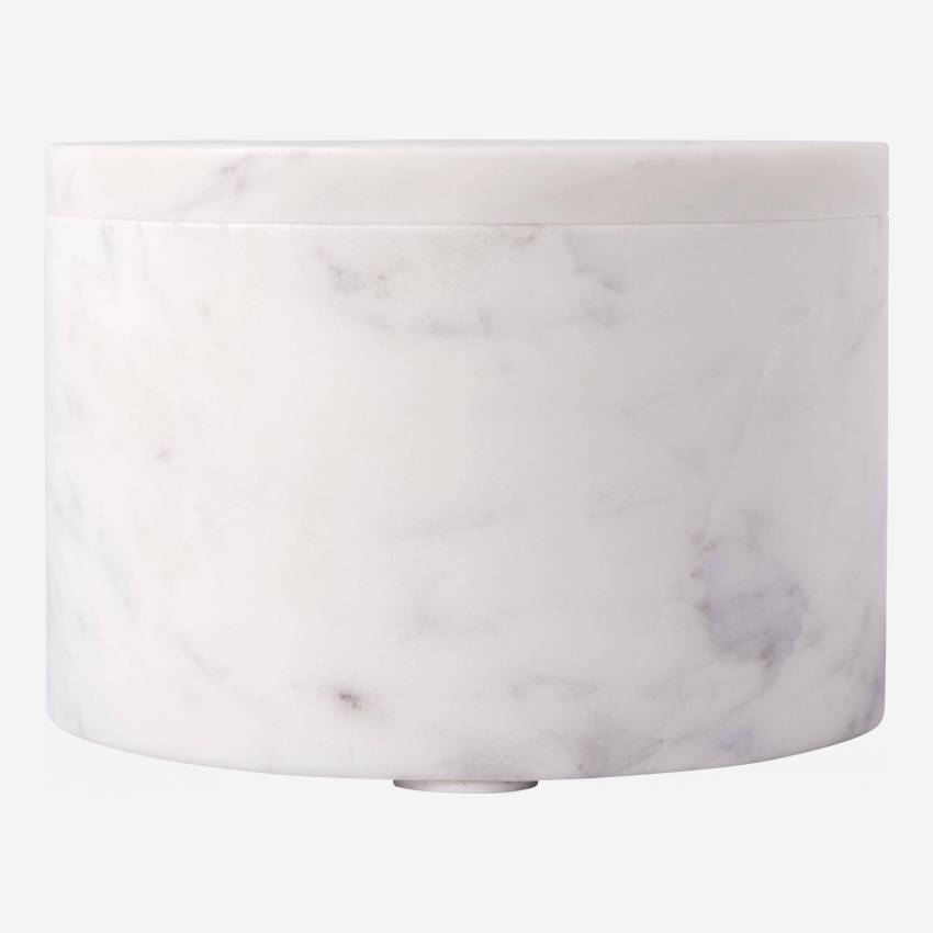 Boîte ronde en marbre - 12 x 7 cm - Blanc