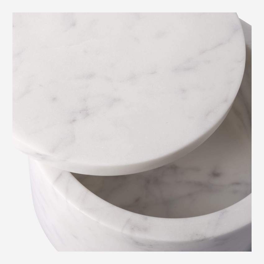 Runde Dose aus Marmor - 12 x 7 cm - Weiß