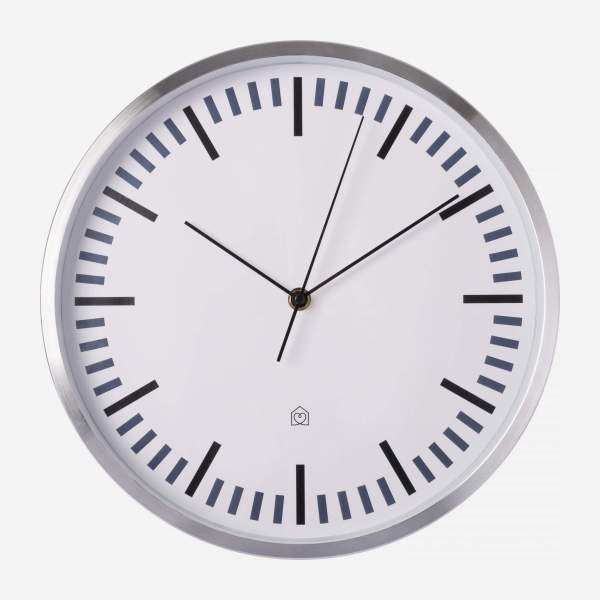 Relógio de parede em alumínio - 31 cm - Prateado