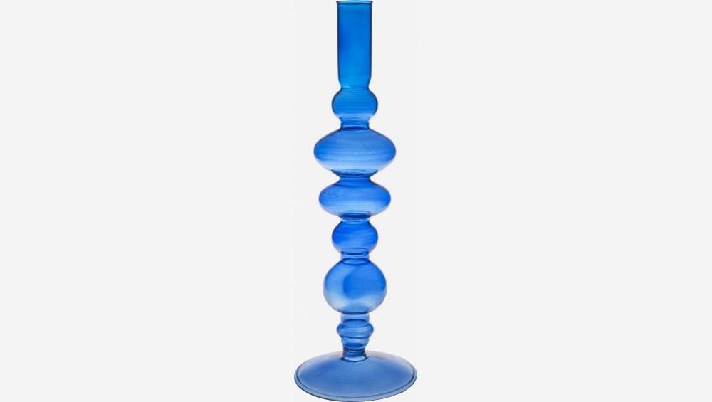 Candelabro de vidrio soplado - 15 x 33 cm - Azul