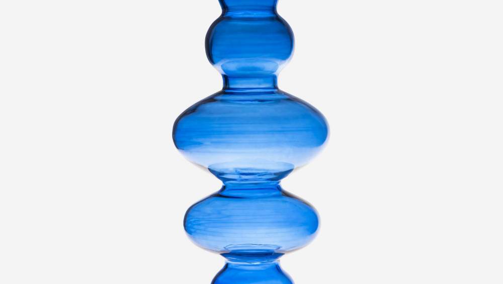 Candelabro de vidrio soplado - 15 x 33 cm - Azul