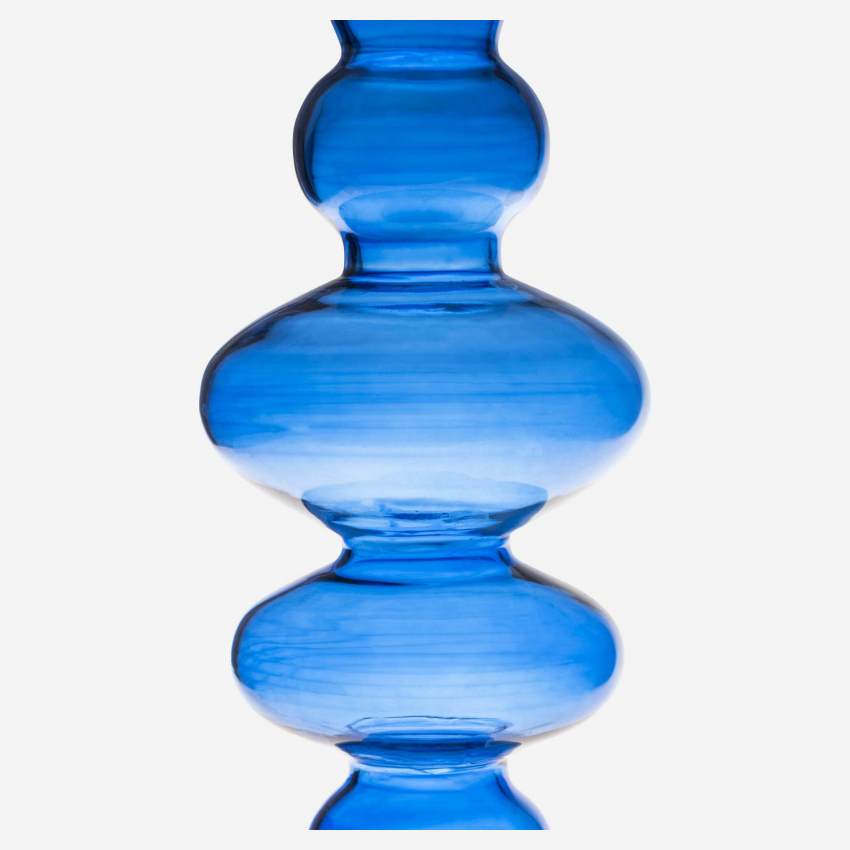 Kerzenständer aus geblasenem Glas - 9 x 27 cm - Blau