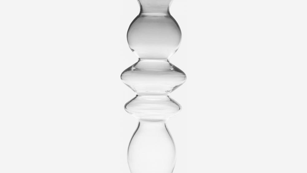 Bougeoir en verre soufflé - 15 x 32 cm - Transparent