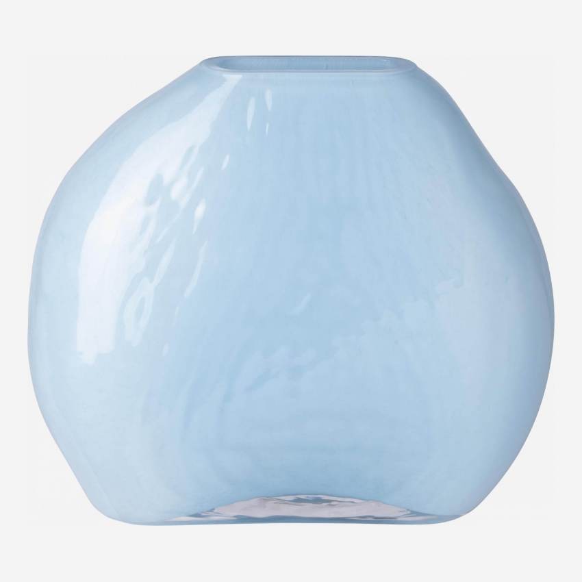 Vase en verre soufflé - 23 cm - Bleu