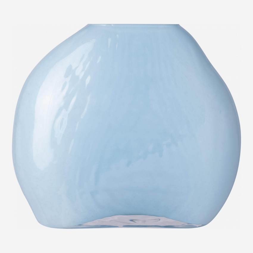 Vase en verre soufflé - 23 cm - Bleu