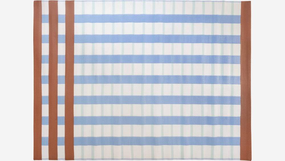 Tapete de exterior - 180 x 240 cm - Motivo azul e castanho - Design by Floriane Jacques