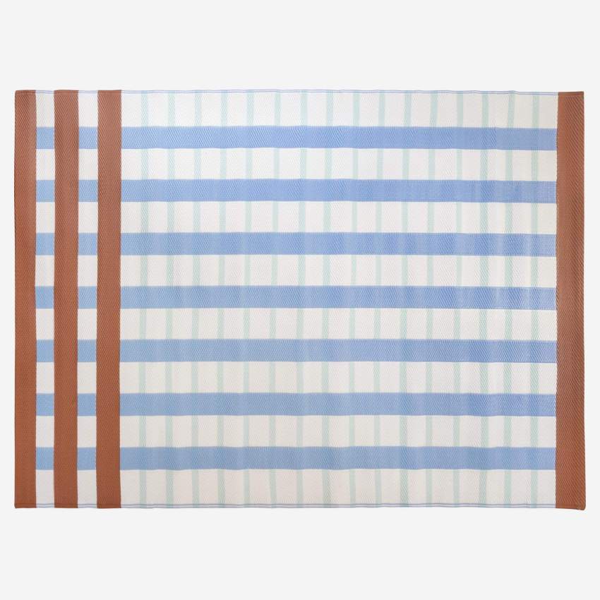 Tapis d'extérieur - 180 x 240 cm - Motif bleu et marron - Design by Floriane Jacques