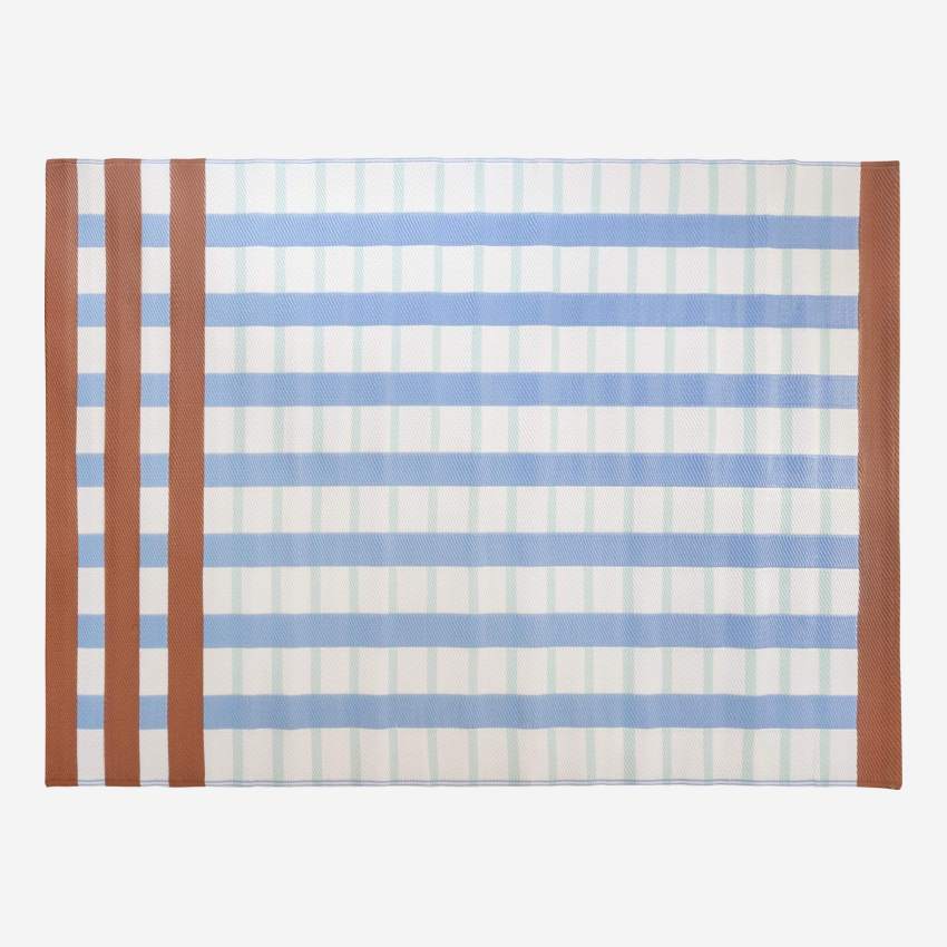 Outdoor-Teppich - 180 x 240 cm - Muster in Blau und Braun - Design by Floriane Jacques