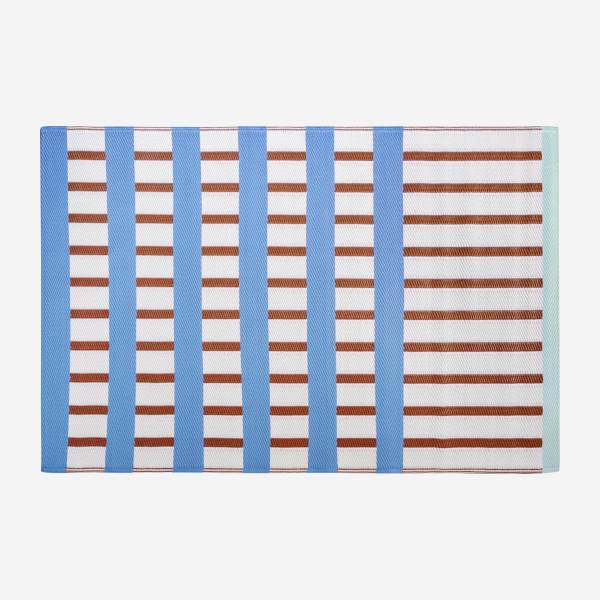 Buitentapijt - 120 x 180 cm - Bruin en blauw patroon - Design by Floriane Jacques