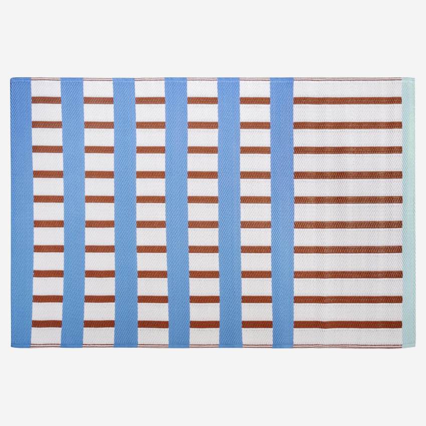 Tapete de exterior - 120 x 180 cm - Motivo castanho e azul - Design by Floriane Jacques