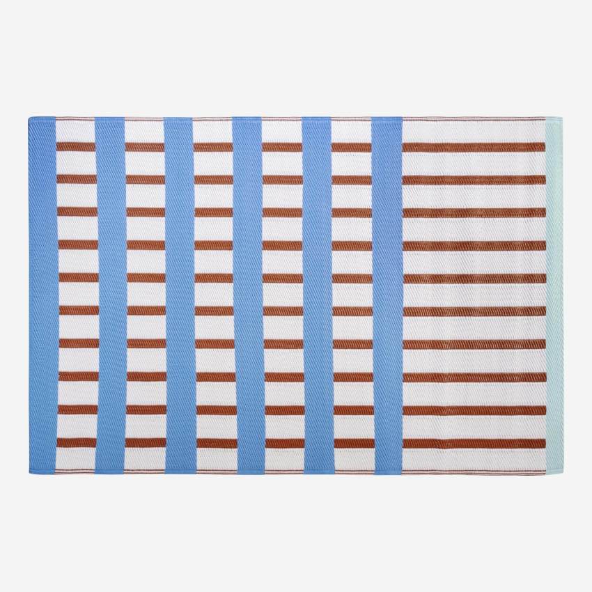 Tapis d'extérieur - 120 x 180 cm - Motif marron et bleu - Design by Floriane Jacques
