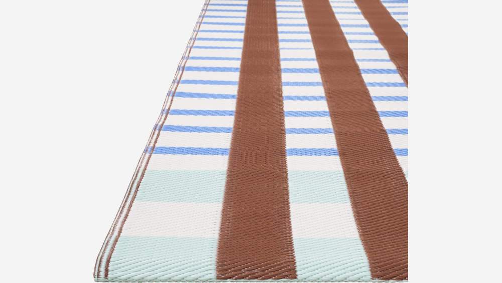 Outdoor-Teppich - 75 x 180 cm - Muster in Braun und Blau - Design by Floriane Jacques