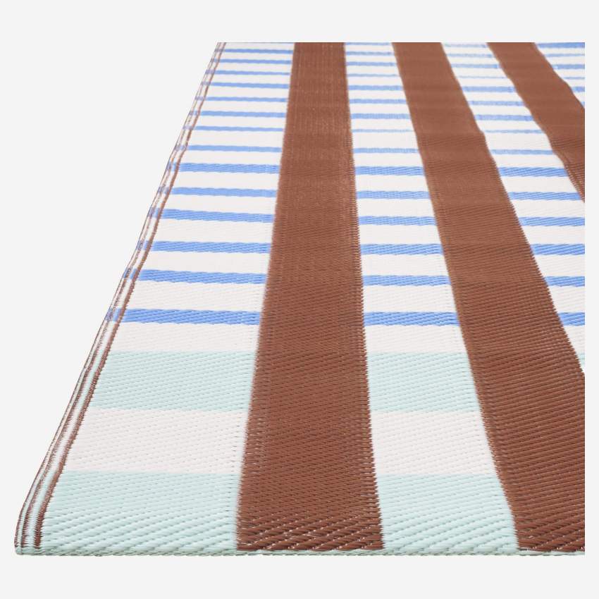 Outdoor-Teppich - 75 x 180 cm - Muster in Braun und Blau - Design by Floriane Jacques