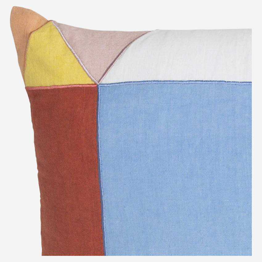 Cojín de lino bordado - 40 x 60 cm - Dibujo casa - Design by F. Jacques