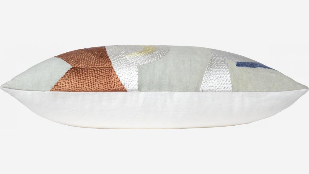 Almofada em linho bordada - 40 x 60 cm - Motivo lua - Design by Floriane Jacques