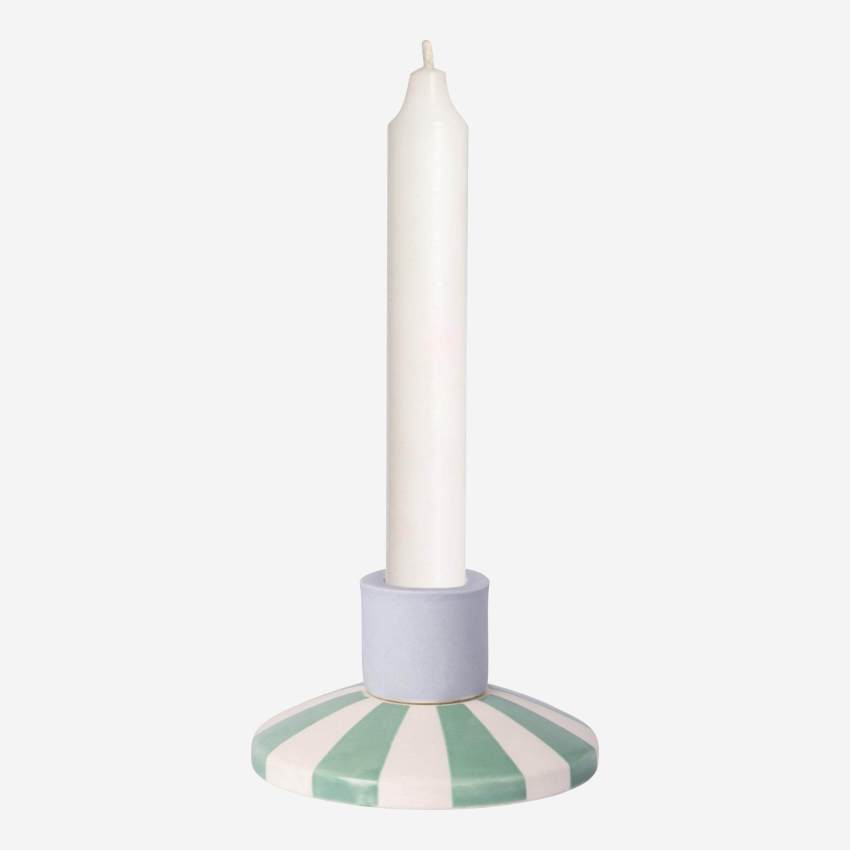 Kerzenständer aus Sandstein - 9 x 5 cm - Grüne Streifen - Design by Chloé Le Cam