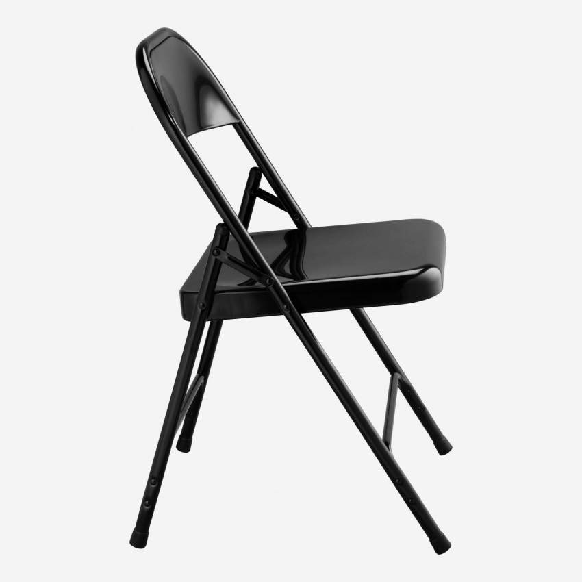 Cadeira dobrável preta em aço lacado