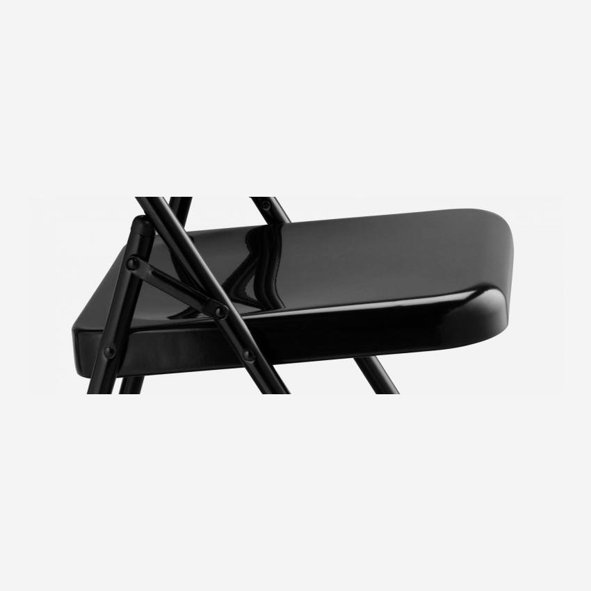 Chaise pliante noire en acier laqué