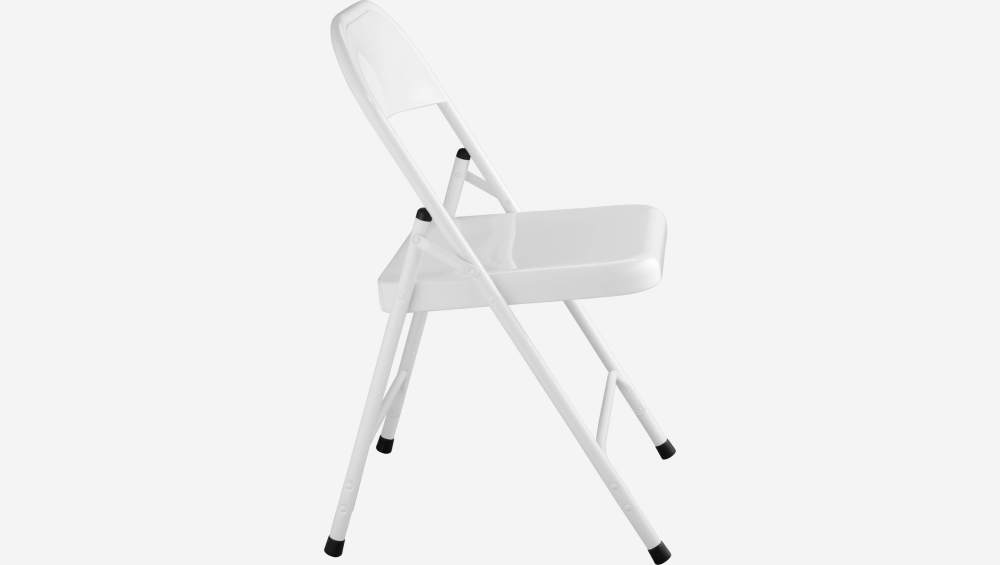 Chaise pliante blanche en acier laqué