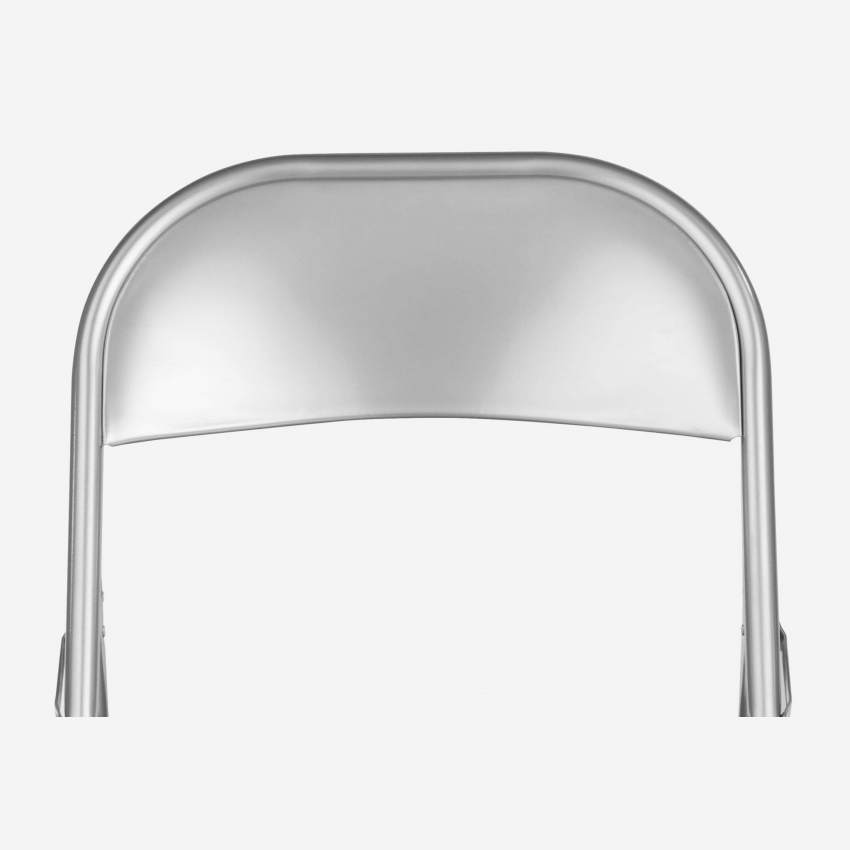 Cadeira dobrável cinza metalizado em aço lacado