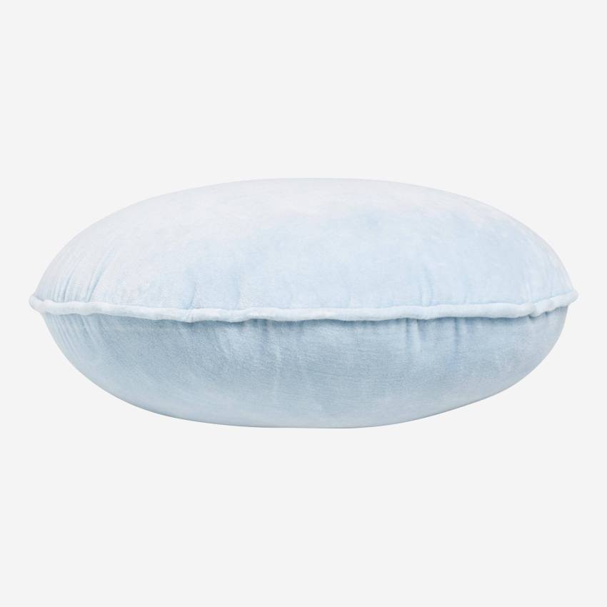 Cuscino rotondo in velluto - 40 cm - Blu