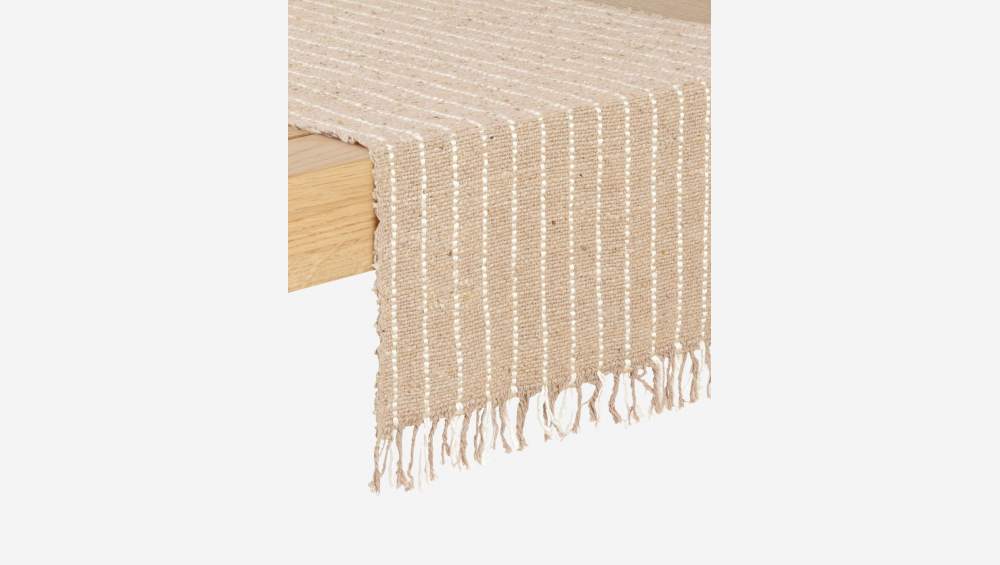Travers de table réversible en coton - 40 x 140 cm - Naturel