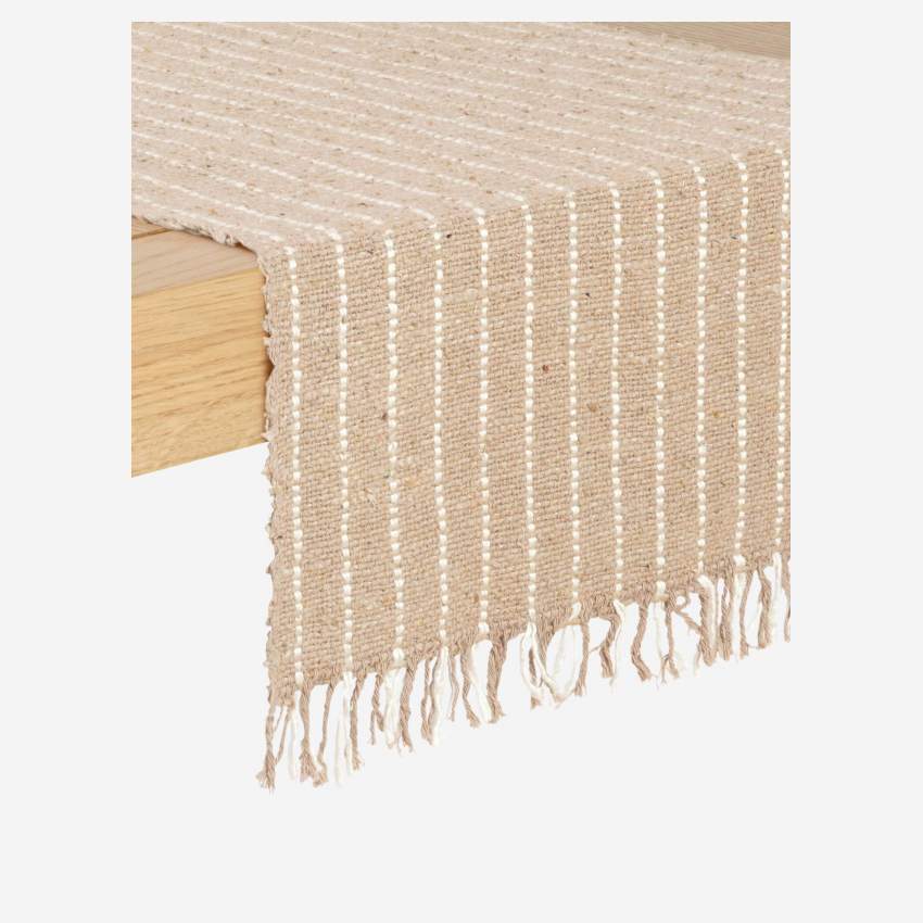 Camino de mesa reversible de algodón - 40 x 140 cm - Natural
