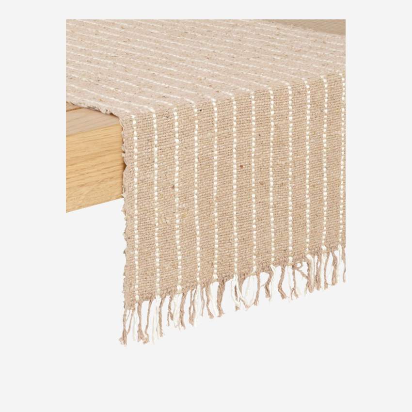 Caminho de mesa reversível de algodão - 40x140 cm - Natural